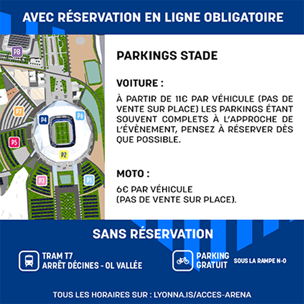 Acces - La Dame De Pierre - Parking Ldlc Arena - Ol Vallee Lyon le 9 mars 2024